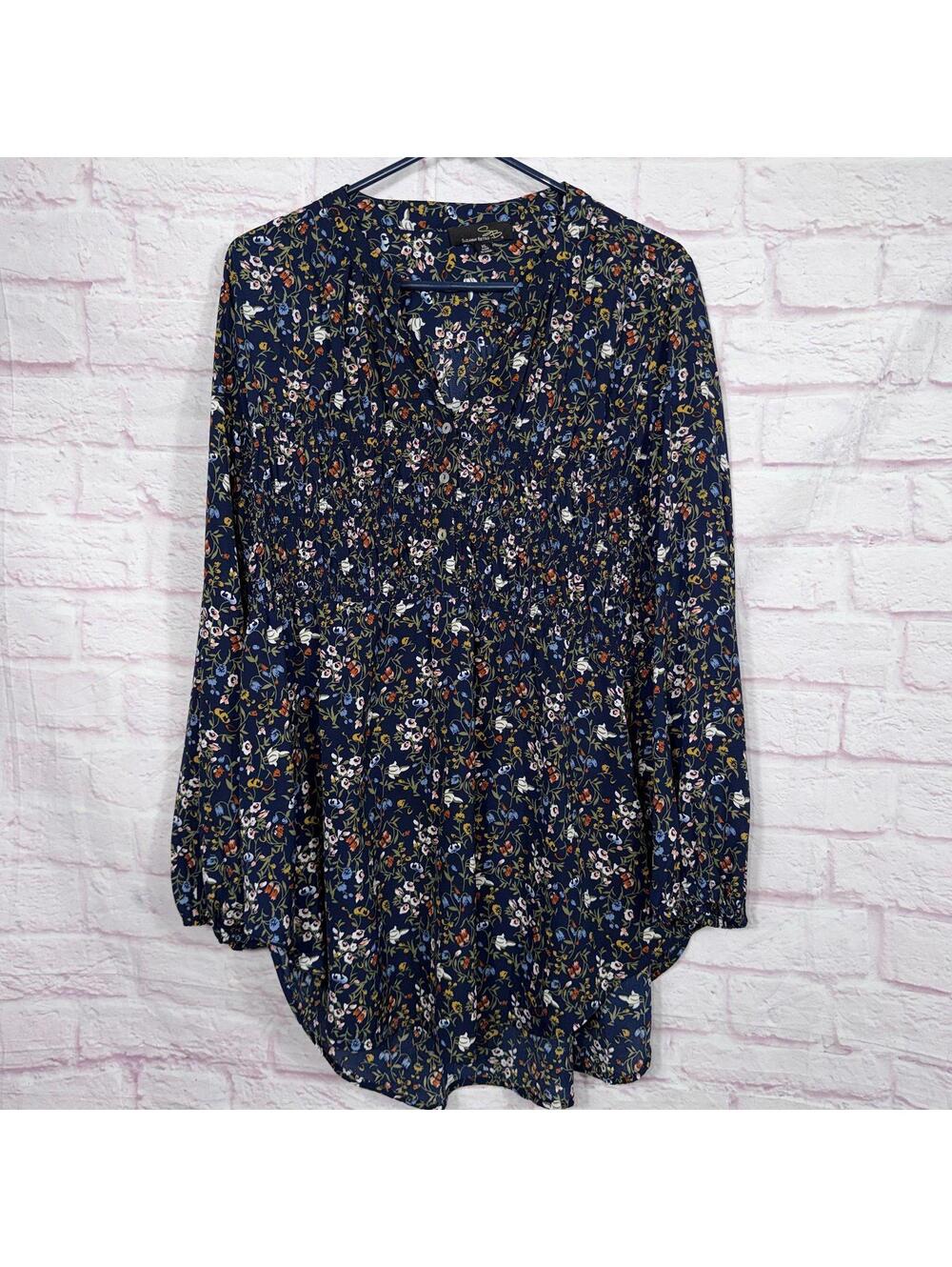 Suzanne Betro Floral Print Long Sleeve Blouse - XL